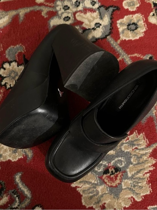 Windsor Smith Black Platform Block Heel Loafers - Picture 3 of 5